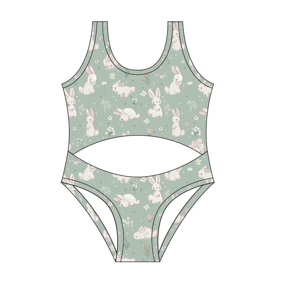 Miranda High waist custom print sleeveless two piece swimsuit girl children bikini toddler baby swimwear