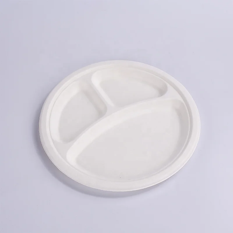 
Biodegradable Divided Food bagasse paper pulp paper plates party disposabl price of disposable plates with 3 Compartments 