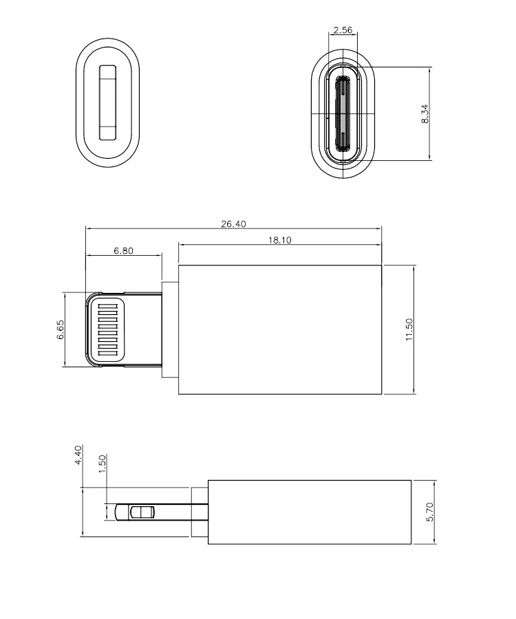 Адаптер Lightn-ing с разъемом «Папа-USB Type-C» мини-адаптер USB-C