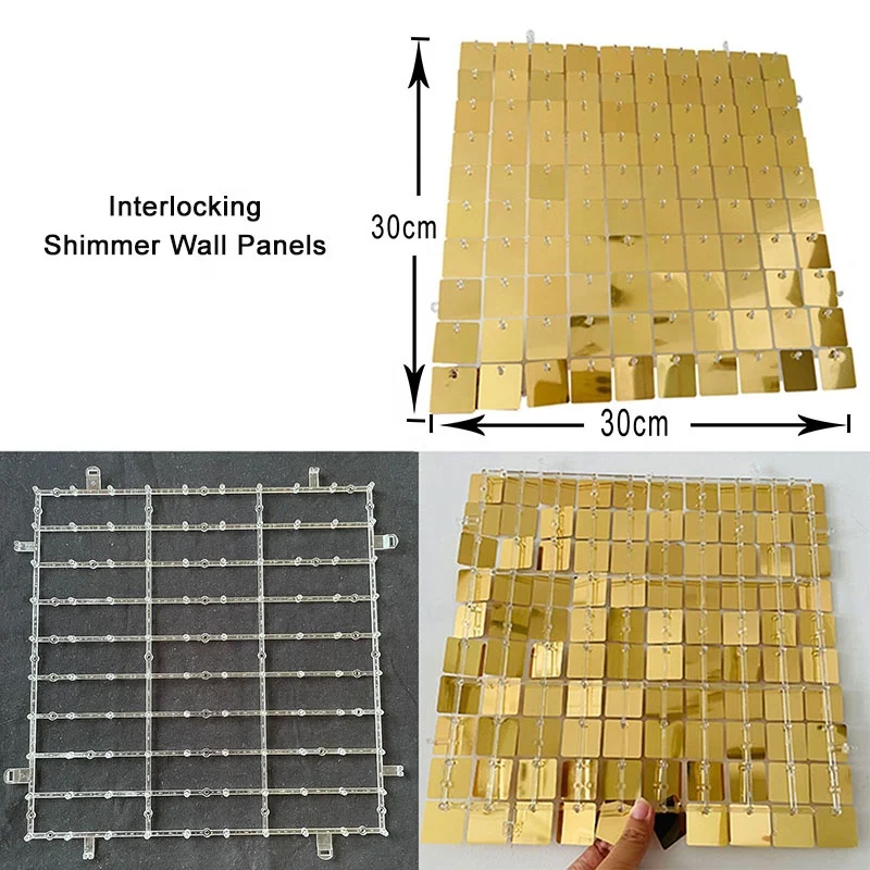 New colors interlocking glitter panel wedding party events use sequin panels shimmer wall backdrop