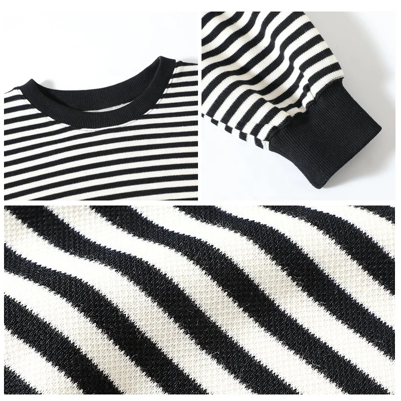 Winter Pregnant Clothes Round Neck Striped Pullover Cotton Loose Maternity Women Sweater