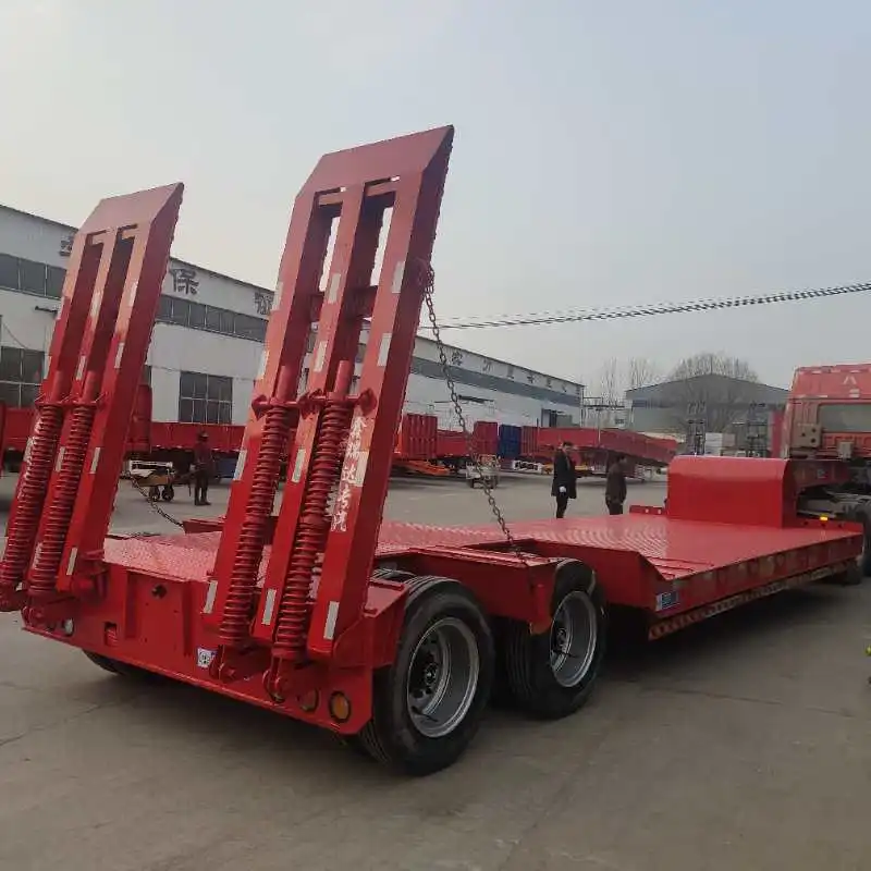 Widely Used Lowboy Truck Semi Trailer, 3 Axle 40ton-80ton price low bed trailers