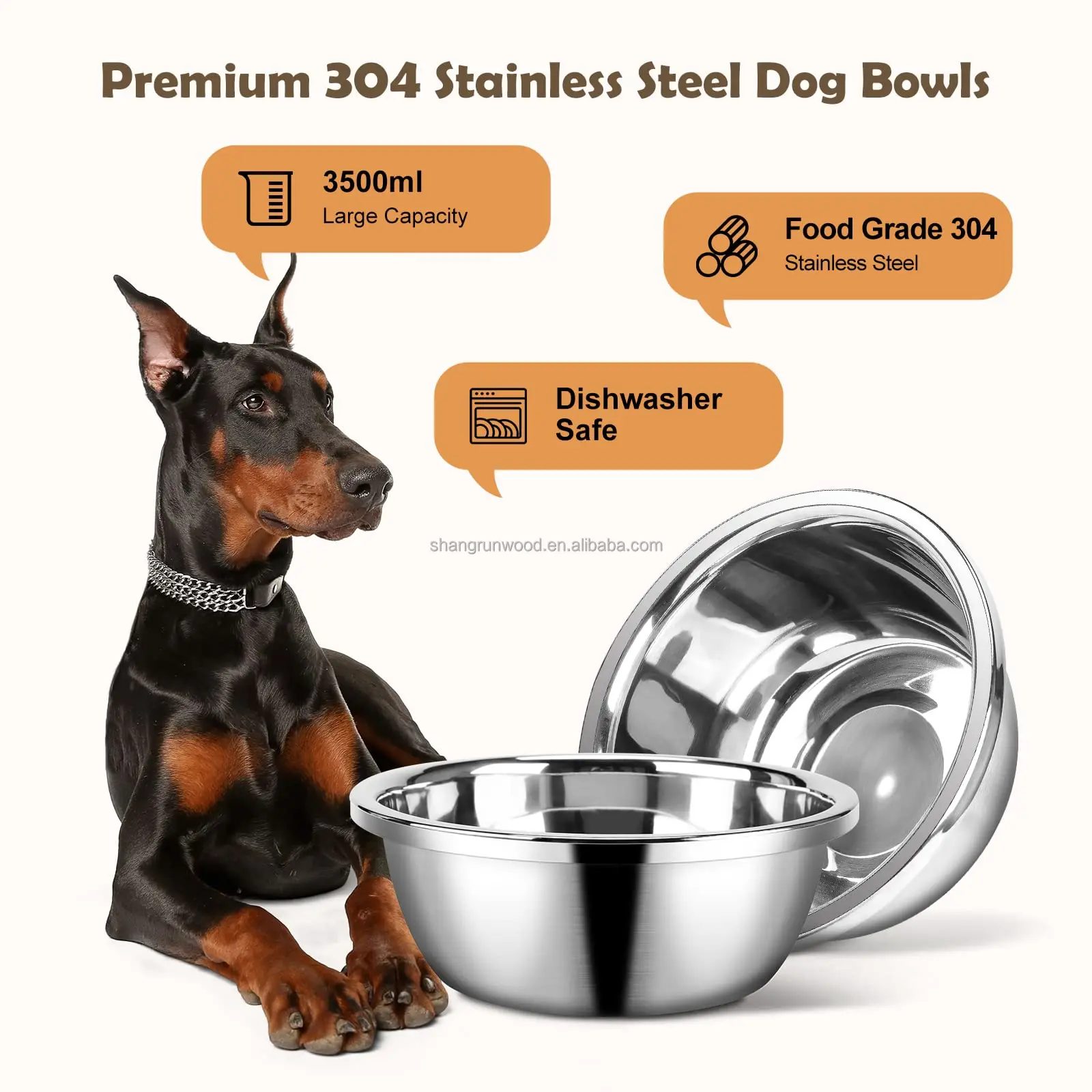 Elevated Stainless Steel Pet Food Water Bottle 2 Bowls Dog Feeder Pet Feeder Wood X-Large Dog Raised Dog Bowl Stand