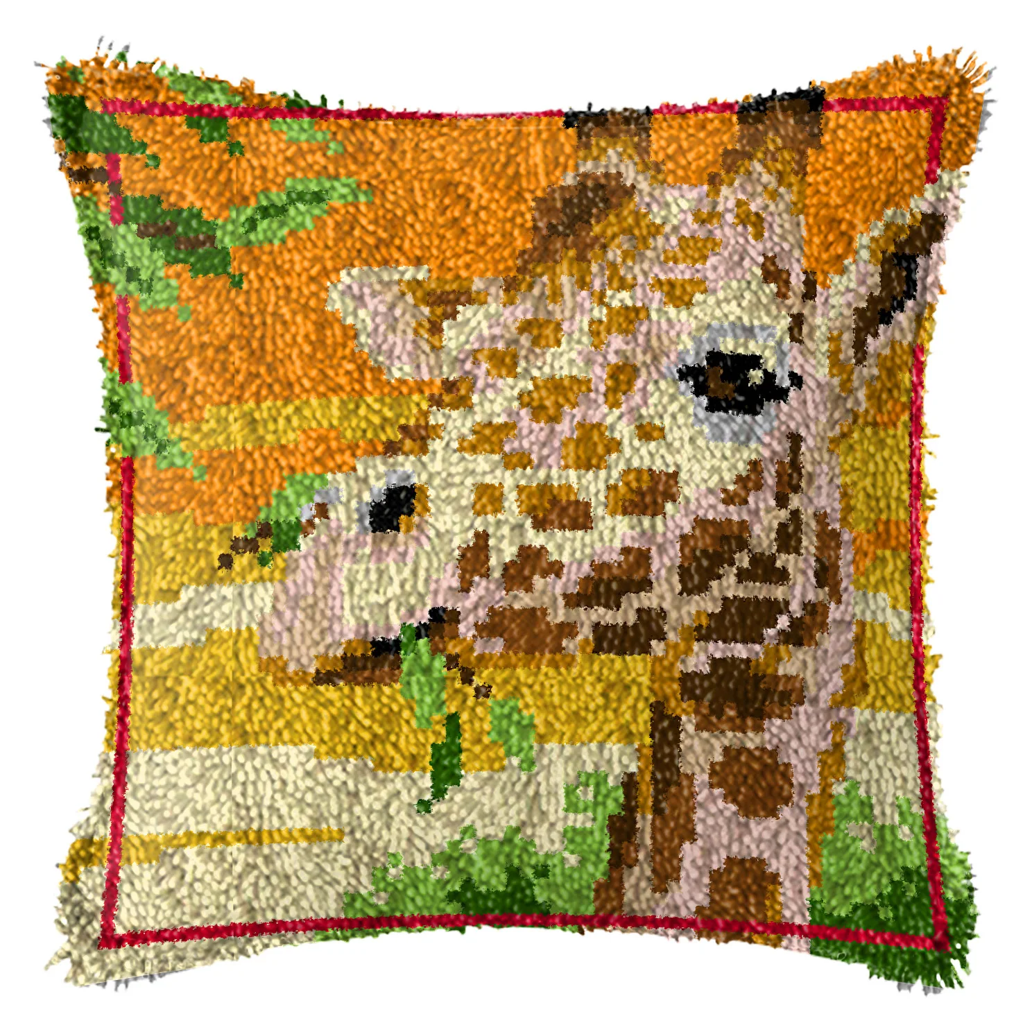 Latch Hook Kits for DIY Throw Pillow Cover,Wild Deer Needlework Cushion Cover Hand Craft Crochet for Great Family 17x17inch