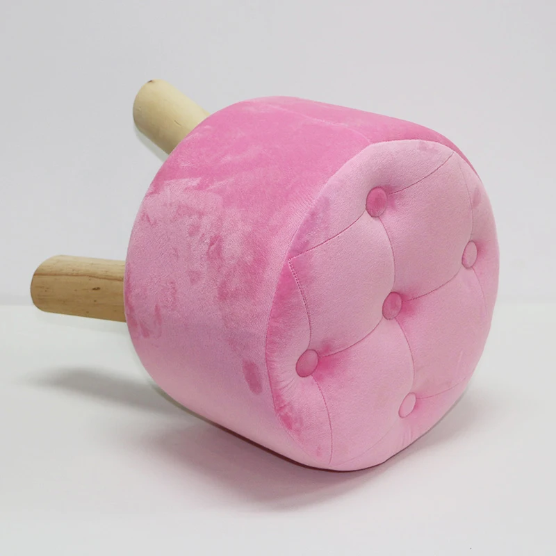 Reatai velvet fabric wood frame indoor wooden legs tabouret fluffy stool chair on sale soft velvet footstool