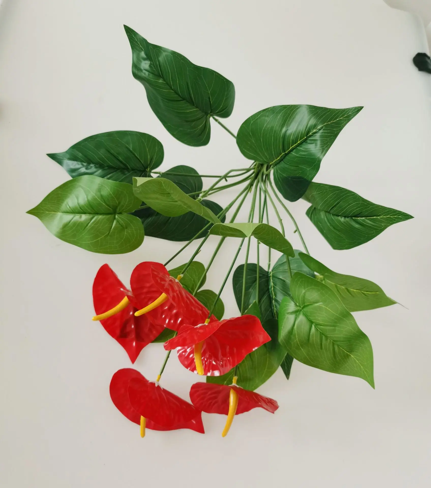 Anthurium Plastic Plant Green Plant Bouquet Decoration Potted Real Touch Artificial Anthurium
