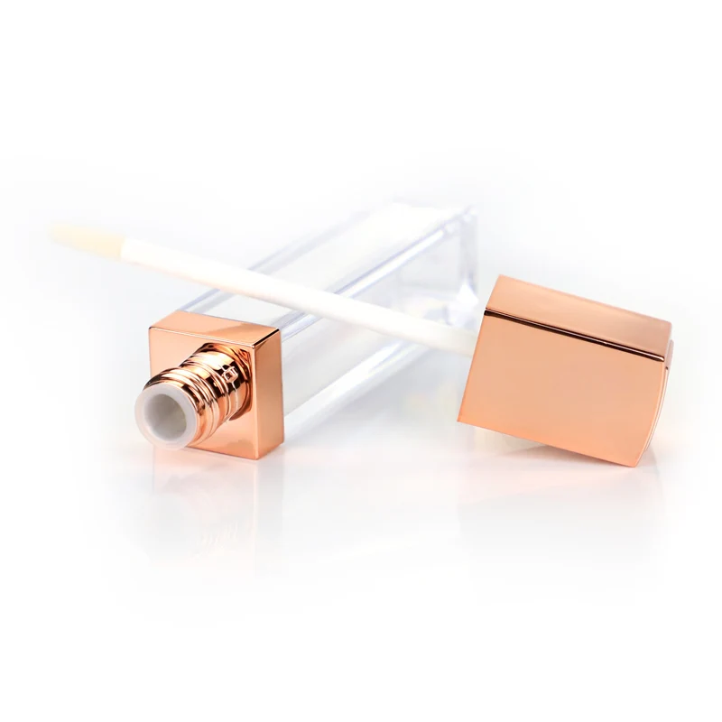 Luxury 10ml Rose Gold Empty Lipgloss Containers Tube Square Lip Gloss Tubes
