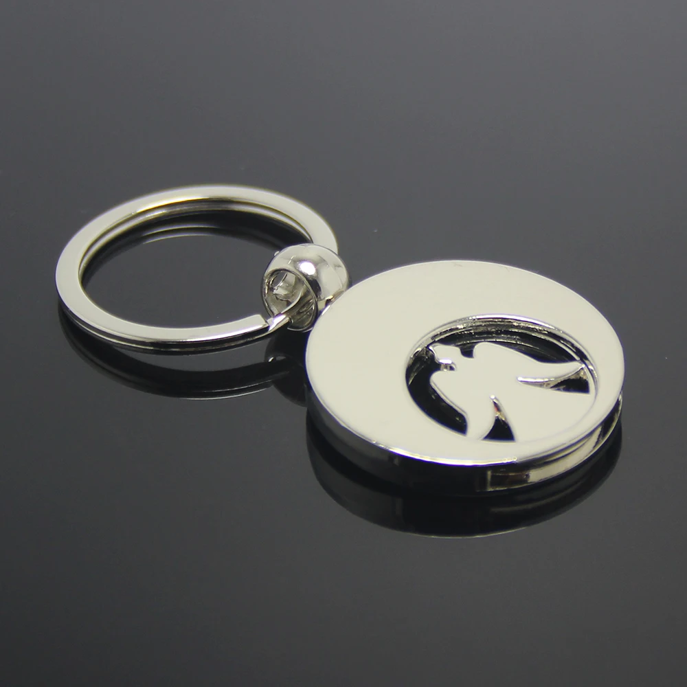 OEM Europe Supermarket Shopping Cart Token Coin Key Chain Holder Angel Coin Germany Keyring Custom Metal Trolley Token Key Ring