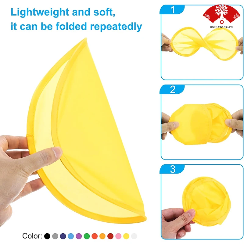 Promotional cheap nylon cloth folding hand fan sublimation blank custom logo round foldable flying disc for pet dog