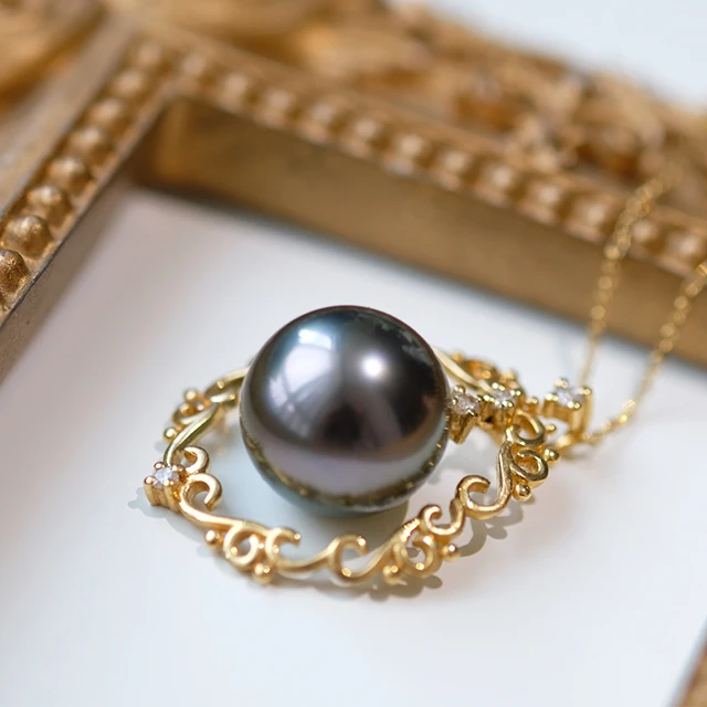 Tahiti Black Pearl Jewelry 14K 18K 24K Yellow Gold Pendant Charms