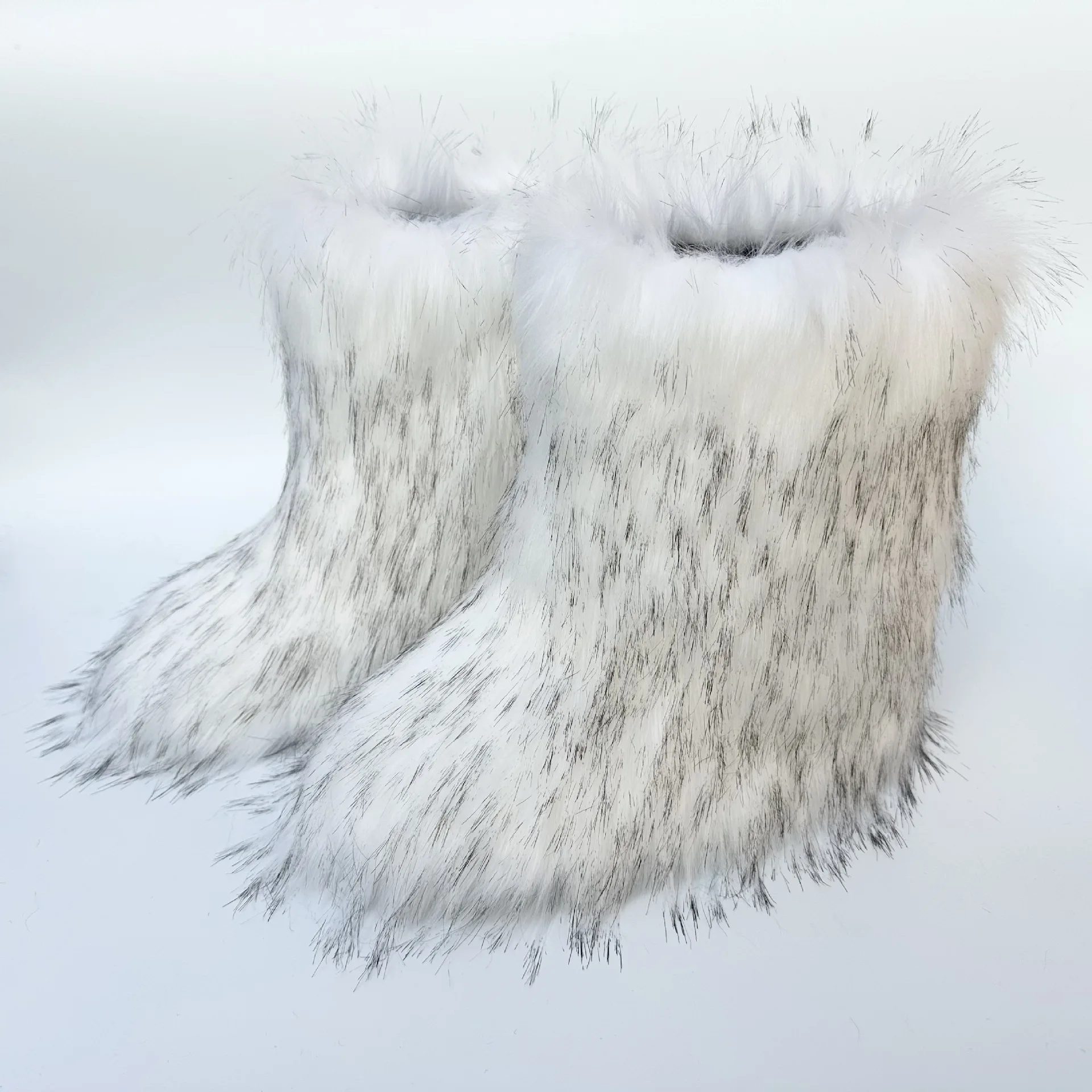 Cute Imitation Thickened Mid Length Fur Boots Knee Socks Closure Winter Snow Boots