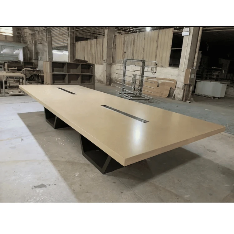 Yellow Desk Top Hot Sale Standing Conference Table 14 Seat MDF Boardroom Furniture