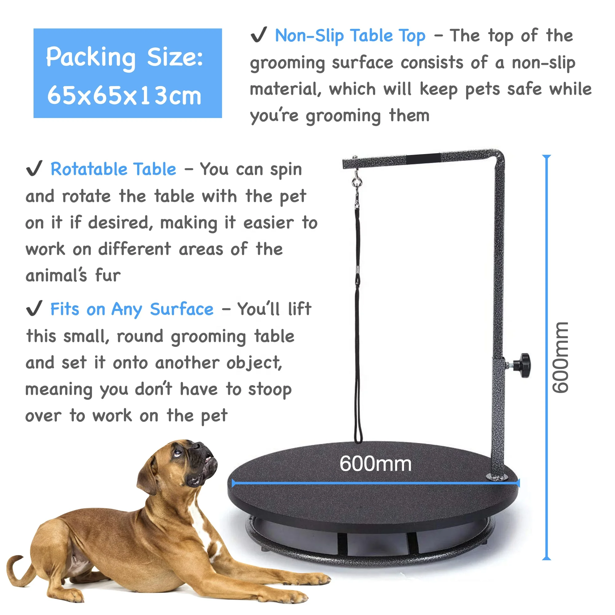 Pet supply Lightweight Big Large portable Stainless steel Height Adjustable Dog Cat Pet Grooming Table for pet salon