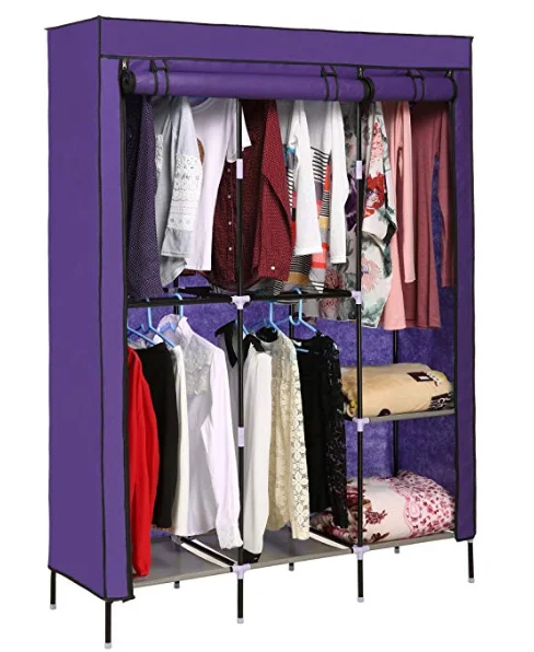 
Wardrobe Closets Portable Clothes Closet Non-Woven Fabric Storage Organizer Rolling Door Cloth Storage Shelf with 5 Hanging Rack 