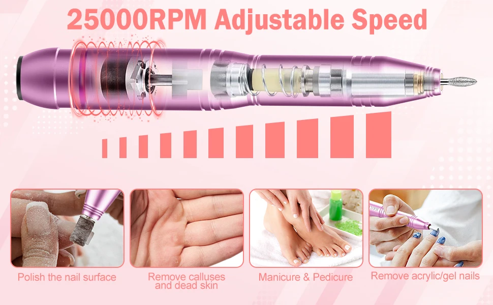 2025 Rechargeable Electric Nails Drill Machine 20000rpm Professional Drill Set Nail Beauty Manicure Set
