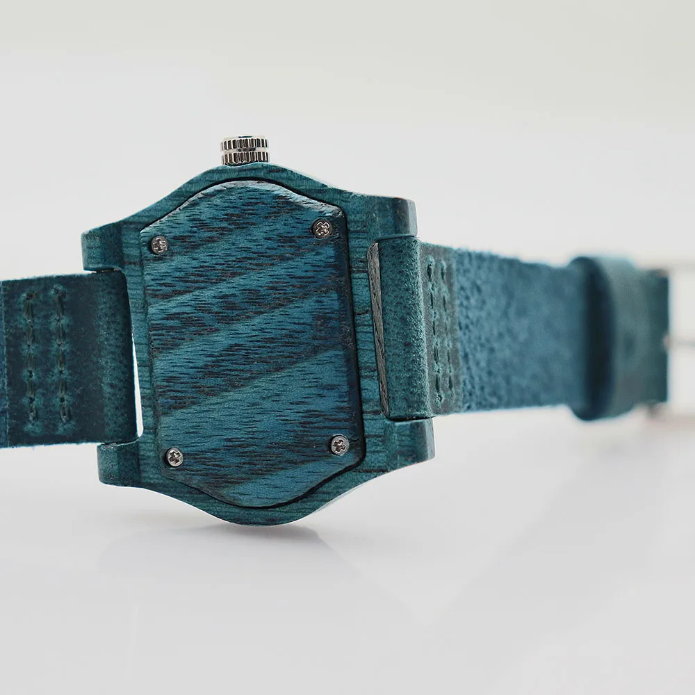 Cowboy design flower denim watch dial bamboo and walnut wood quartz genuine leather wrist watches