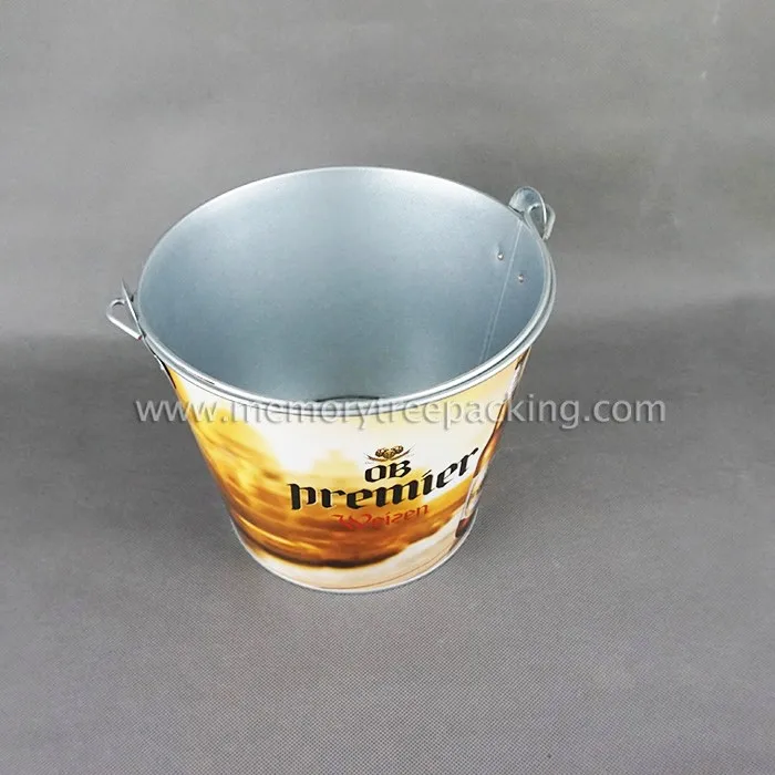 Portable Corona Champagne Ice Cooler Bucket Handle Printed Logo Galvanized Tinplate Material Oval Shape Beer Wine Soft Drinks