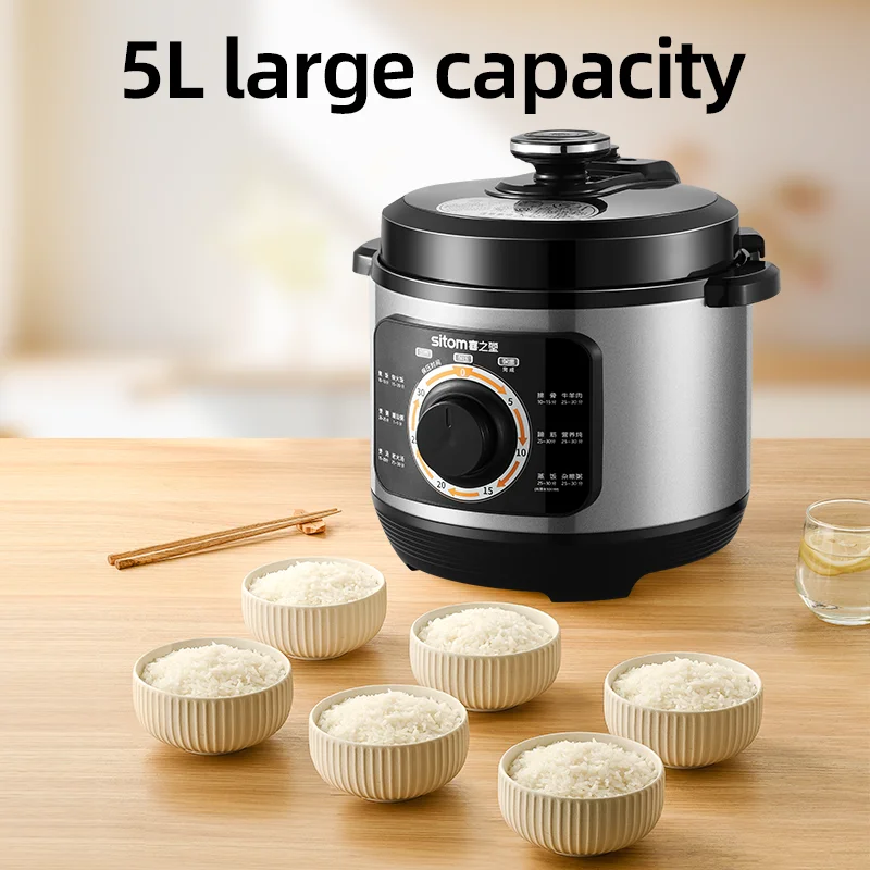 Stainless Steel 5L Automatic Electric Rice Cooker 3 in 1 Large Capacity Household Electric Pressure Cooker