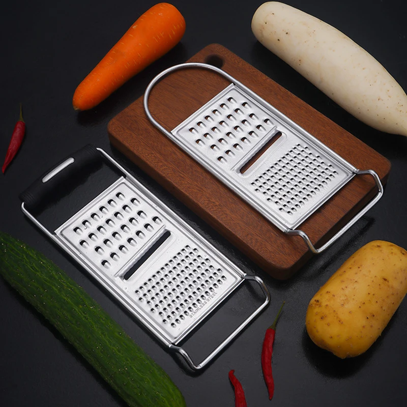 Grater Stainless Steel Hand Rotating Cheese Grater 3 in 1 Peeler Cassava Grater with Plastic Handle