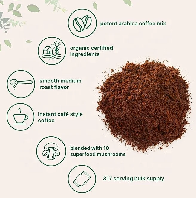 Частная этикетка 7 в 1 органический грибной кофейный порошок растворимый кофе