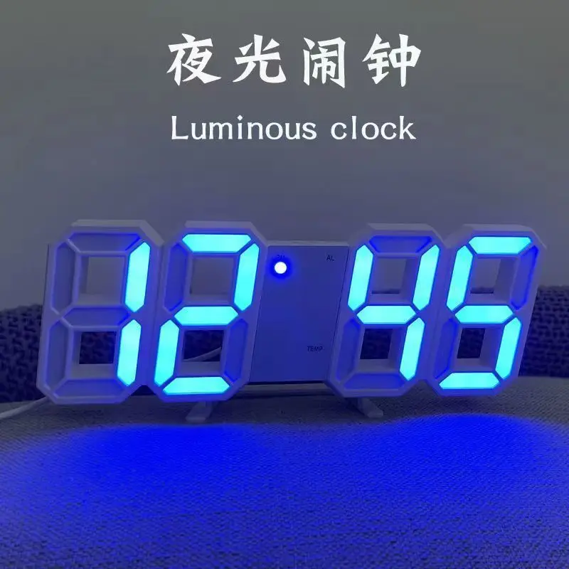 3D LED Wall Clock Remote Control Digital Timer Nightlight Watch Alarm Clock Office Home Living Room