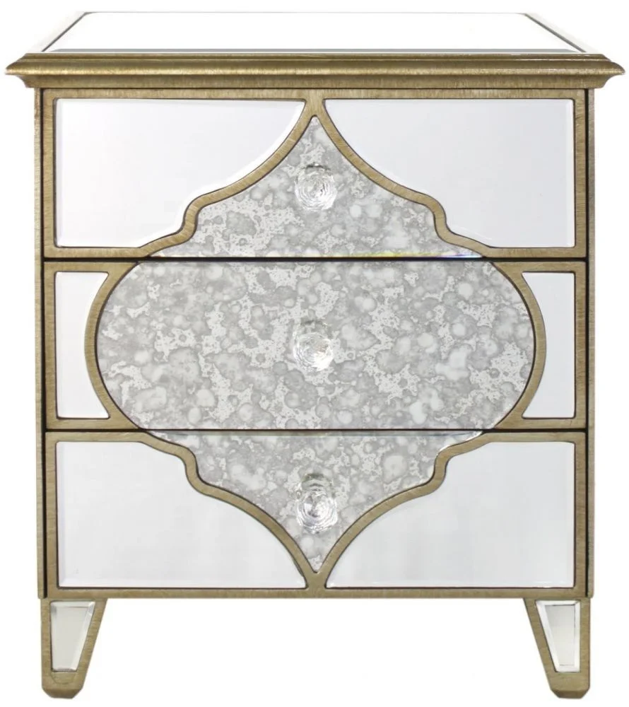 Contemporary Luxury Minimalist Visonnaire Mirrored Bedside Cabinet Night Stand