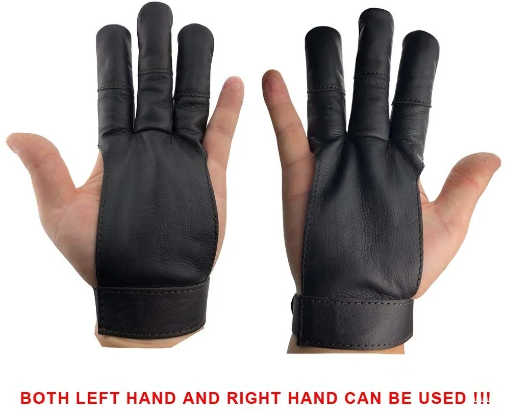 ArcheryMax  archery 3 finger leather protective shooting gloves for left and right hand archer