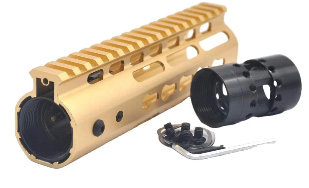 
Aplus Luxury Gold golden NSR 7 Inch Free Float KeyMod AR15 Handguard AR-15 Picatinny key mod Rail Mounted with Steel Barrel Nut 