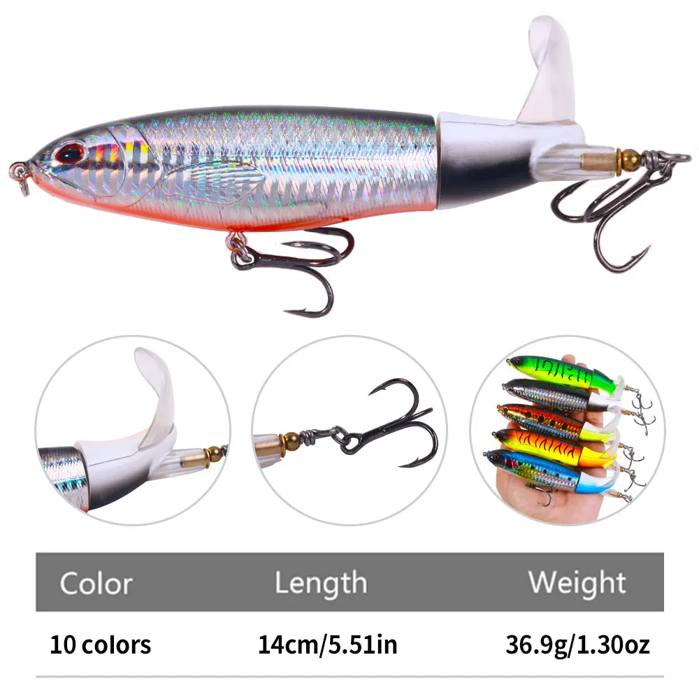 35G Hard Pencil Rotating Plastic Fishing Bait g with Rotating Spin Tail for Bass Trout Pike