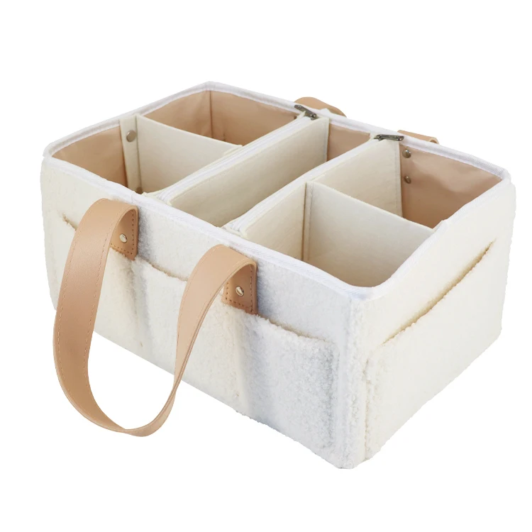 High Quality Teddy Newborn Baby Diaper Caddy Nursery Gift Organiser Basket Mommy Bag Nappy Toy Storage Bin with Zipper Pocket