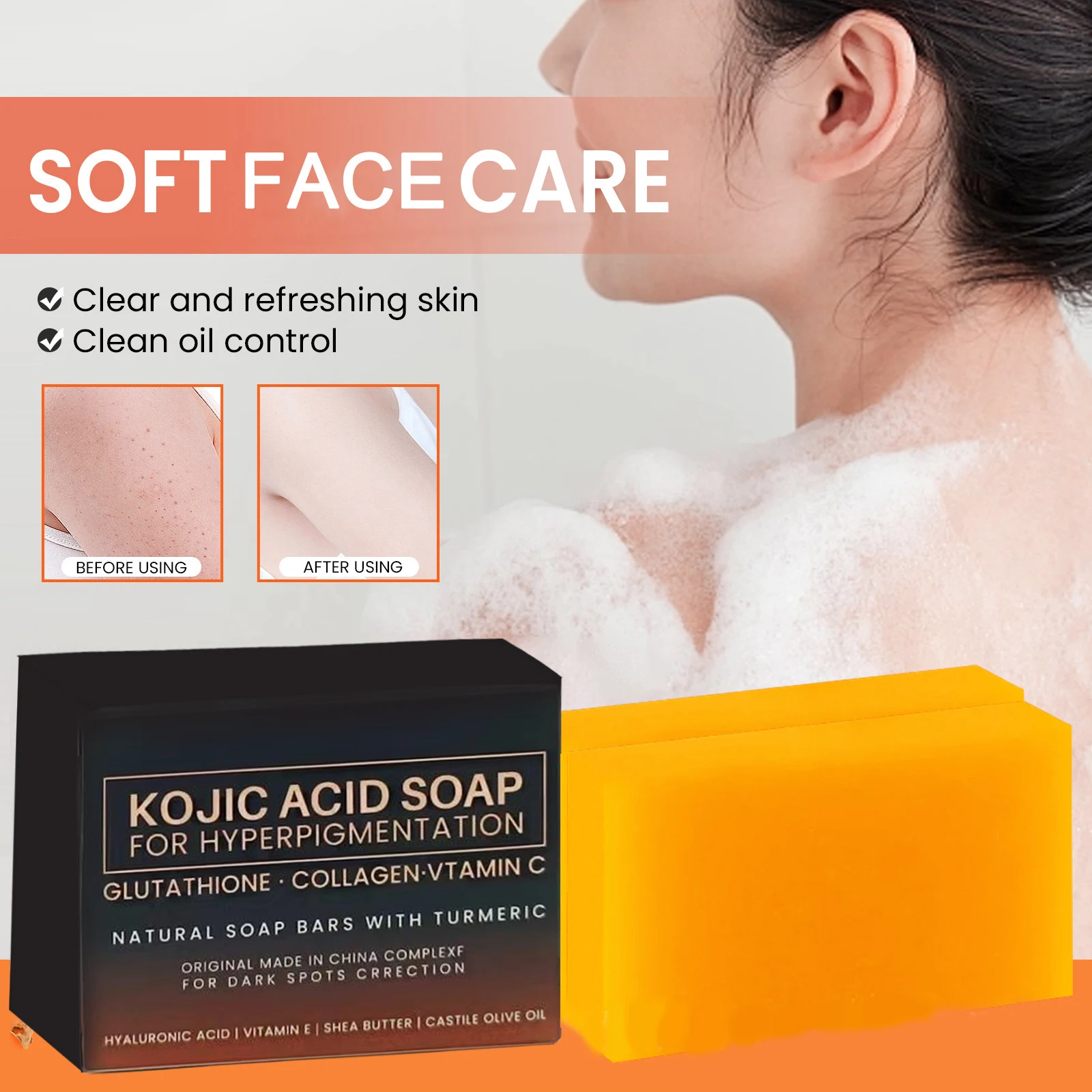 Custom Organic Skin Lightening Clean Body Face Whitening kojic acid soap wholesale Brightening Pigmentation Dark Spots