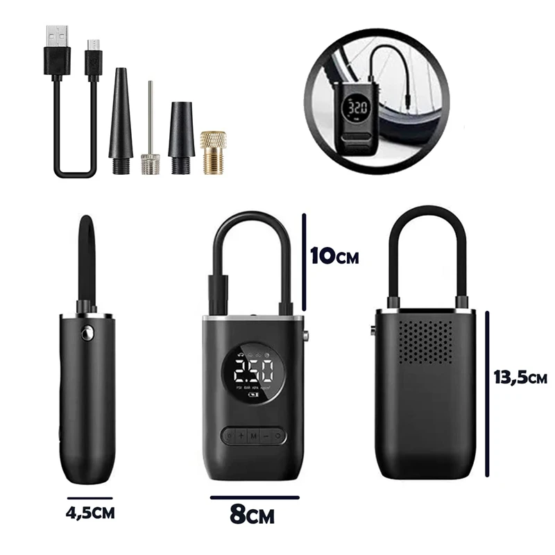 Bike Motorcycle Car Pump 150PSI Compressor de ar portatil com inflador de pneu mini com bateria recarregavel de 4000 mAh