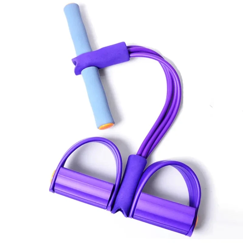 MKAS Custom Exercise 4 Tube Latex Resistance Bands Pedal Exerciser Fitness Elastic Sit Up Pull Rope