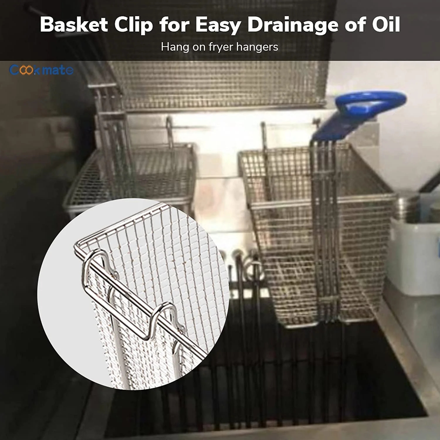 Cookmate Deep Fryer Basket with Non-slip Handle Restaurant Kitchen Chip Fish Commercial Fryer Basket