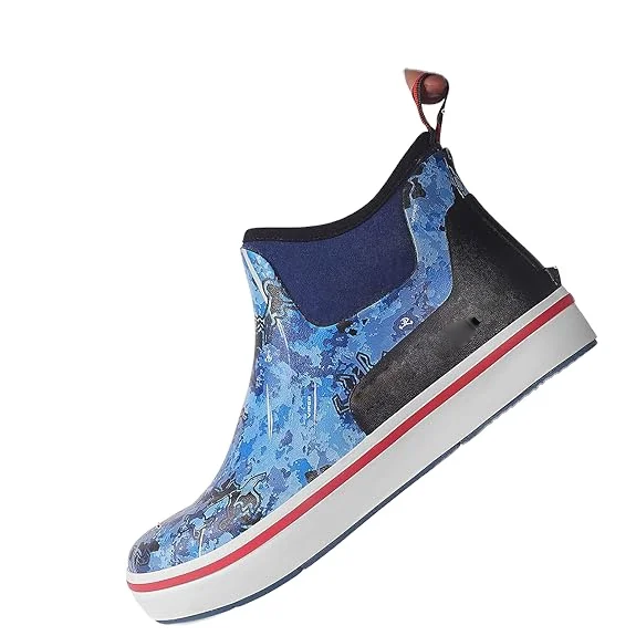 Waterproof Rubber Fishing Deck Boots Neoprene Boots Slip on Ankle Garden Shoes Rain Boots for Men and Women