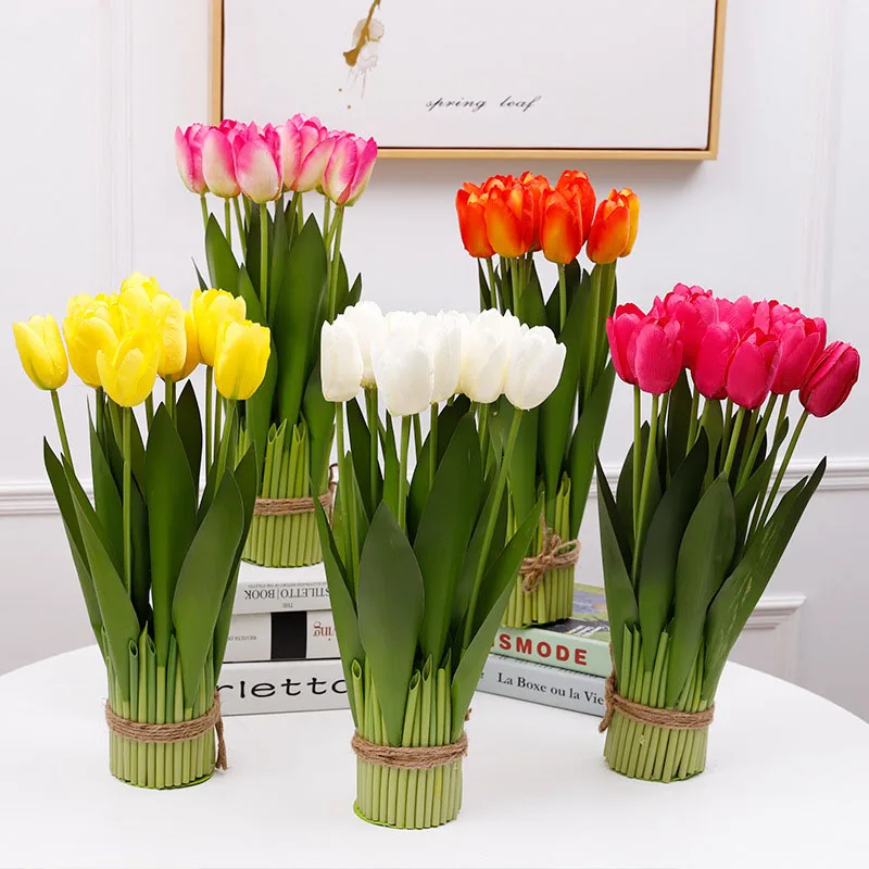 DREA Hot selling lifelike flowers artificial flowers in bulk plastic faux tulip for home wedding decor