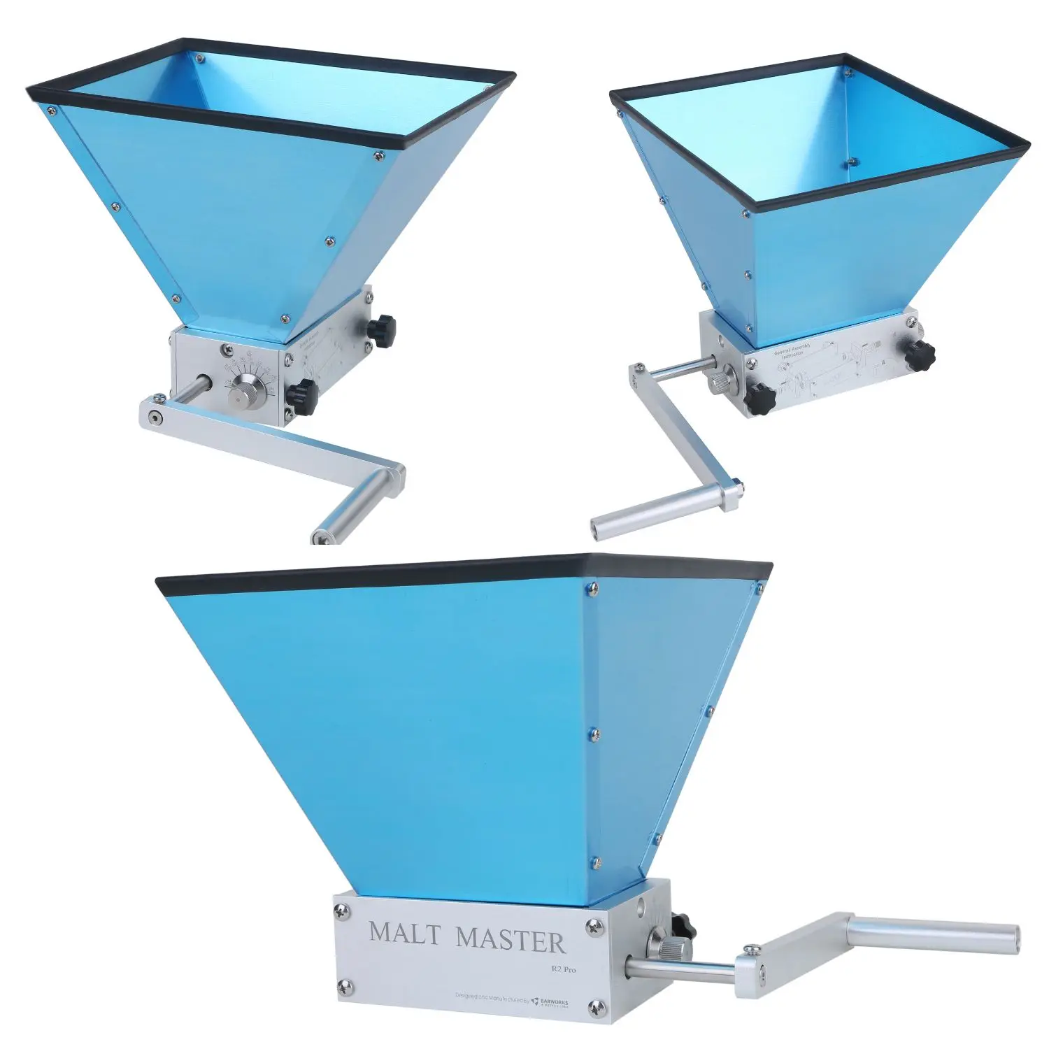 Солодовая мельница из нержавеющей стали с 2 валиками ручная Регулируемая 3 роликовая дробилка для ячменя зерновая металлическим основанием