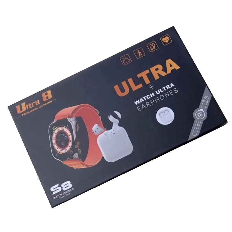 S8 Ultra Smart Watch Series 8 Phone Call Reloj Inteligente Waterproof Smartwatch Ultra8 with Headphones Headsets Earbuds 2 in 1