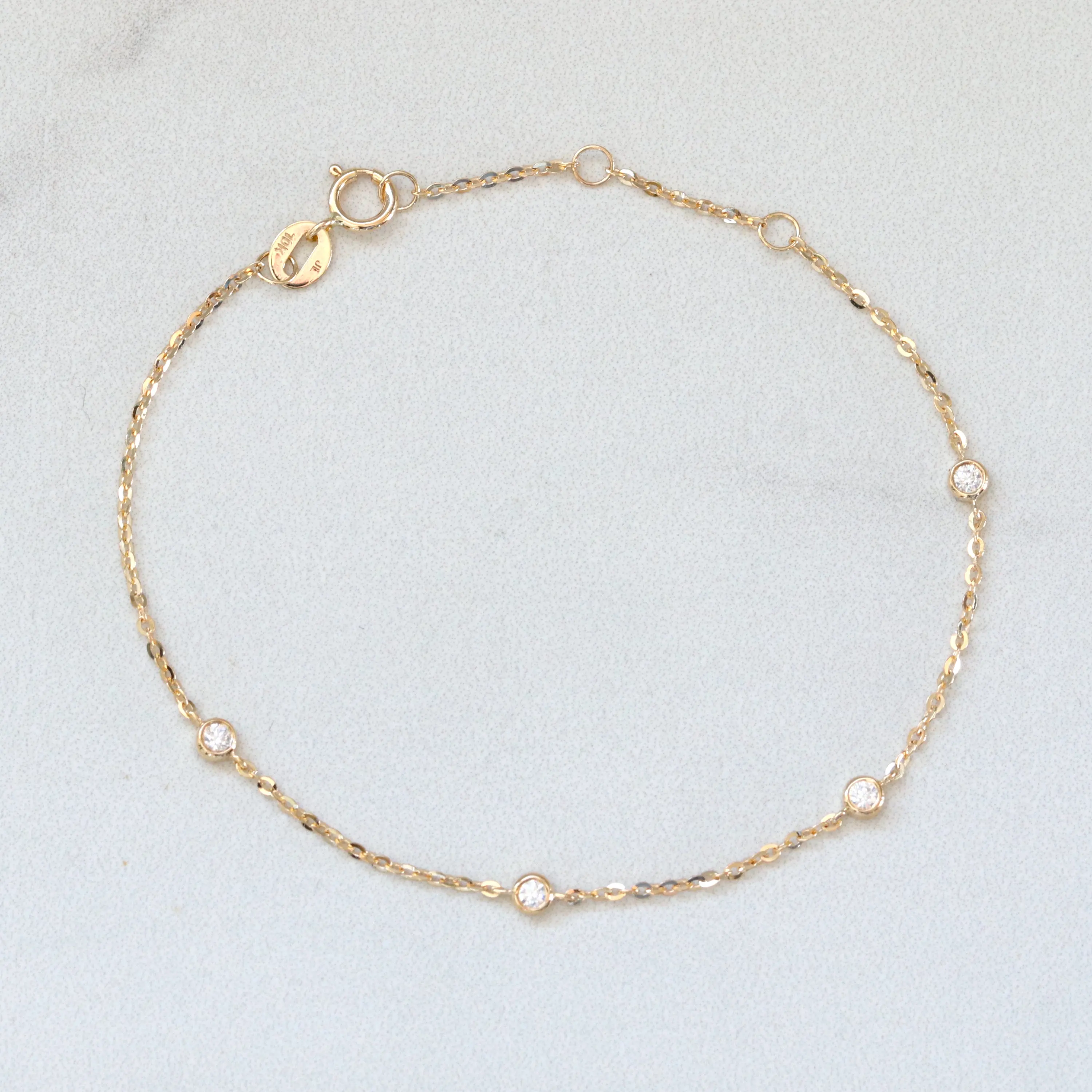 10K/14K Solid Gold Diamond Bezel Moissanite Bracelet Friendship Bracelet Minimalist Bracelet