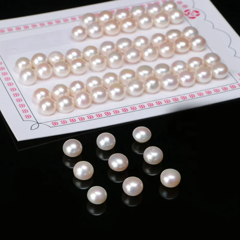 2A-4A Grade Freshwater Pearl Beautiful White 5-6mm Half Drilled Button Natural and Various Styles Loose Pearls