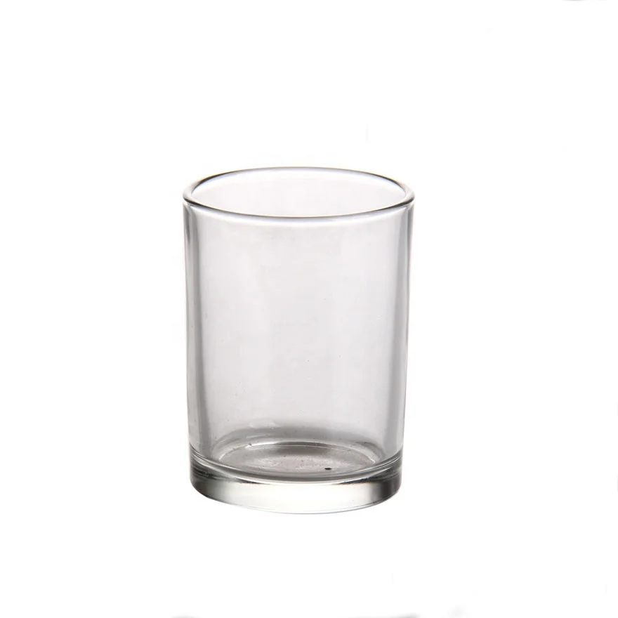 Clear tall glass candle holder with thick bottom glass candle cup