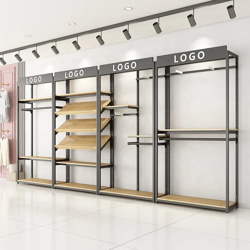 customized logo popular fashion stainless steel clothing men suit clothing store interior design store for man suit display stan