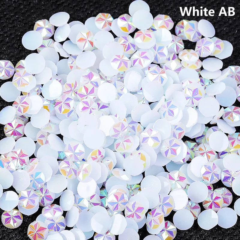 Factory Sales Jelly Bottom Ice Flowers Shape Round Strass Stones Flatback Resin AB Rhinestone For DIY Crafts Stick