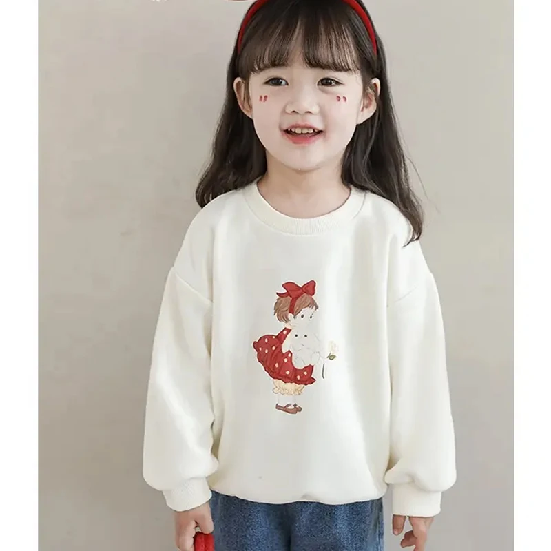 YOEHYAUL Cotton Cartoon Print Girls Kids Hoodies Sweatshirts Pullover Long Sleeve Baby Crewneck Sweatshirt For Little Girls