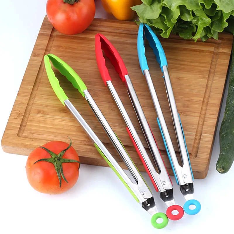 Kitchen Lengthen Size 12' 14' 16' BBQ Tongs Silicone Food Grade BBQ Tools