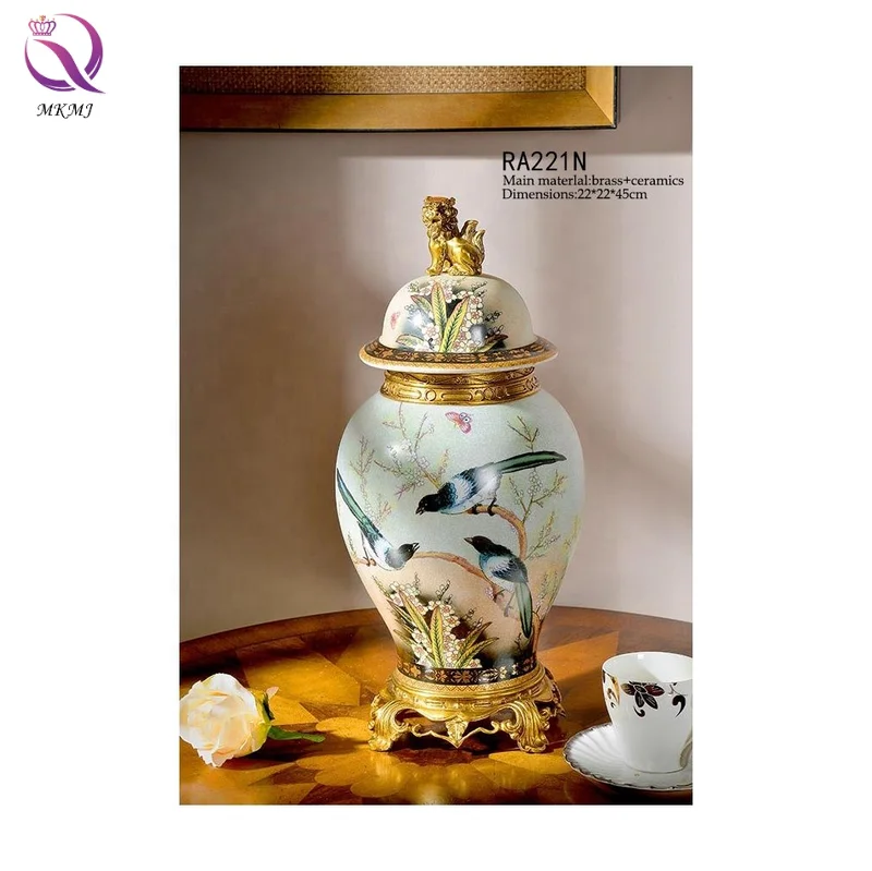 Latest Design  Elegant High Quality The general altar other Home Decor Ceramic Lion head decorative jar Interior decoration