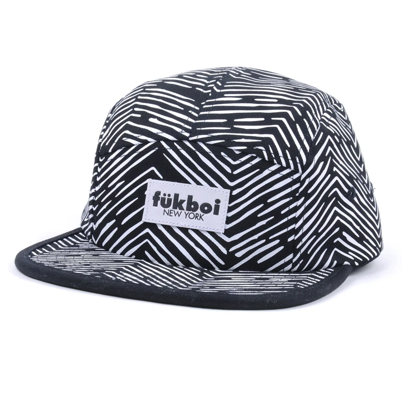 Oem custom made all over print flat brim 5 panel hats