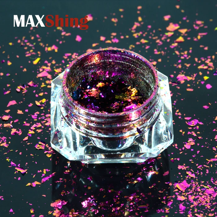 Chameleon Holographic Flakes Color Shifting Chrome Irregular Flake Pigment For Nail Art