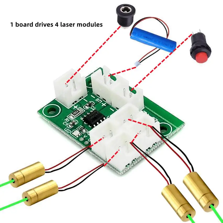 Laser Module Circuit Board With 4-way Lithium Battery Charging Function Mini Mounting Accessories Free AssemblyWith charging cir