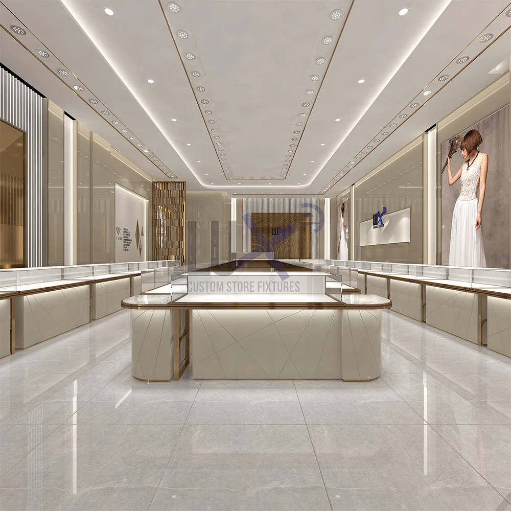 LUX Design Modern Luxury Jewelry Store Display Hot Sale Bespoke Jewelry Display Showcase High Quality Jewelry Display Stand